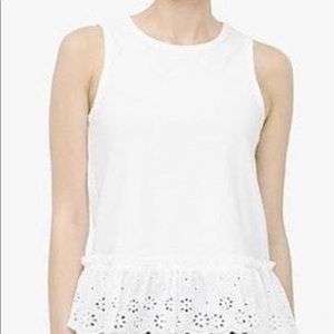 White eyelet trim tank top